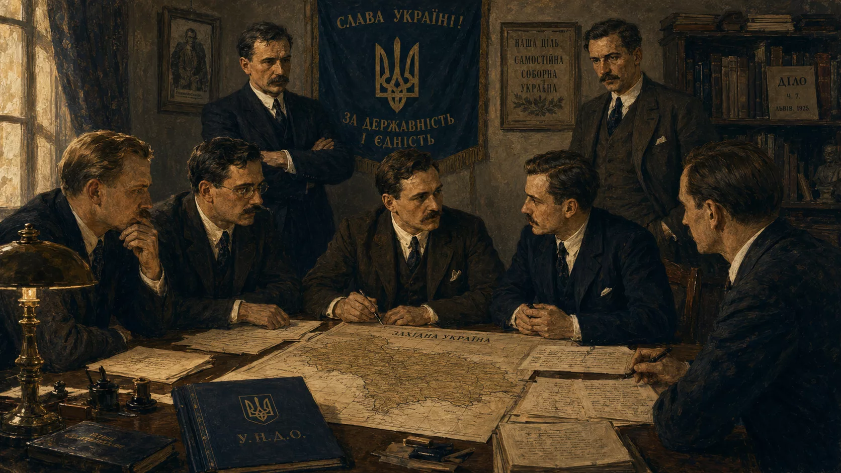 Українські націоналісти 1920-х у Галичині за робочим столом