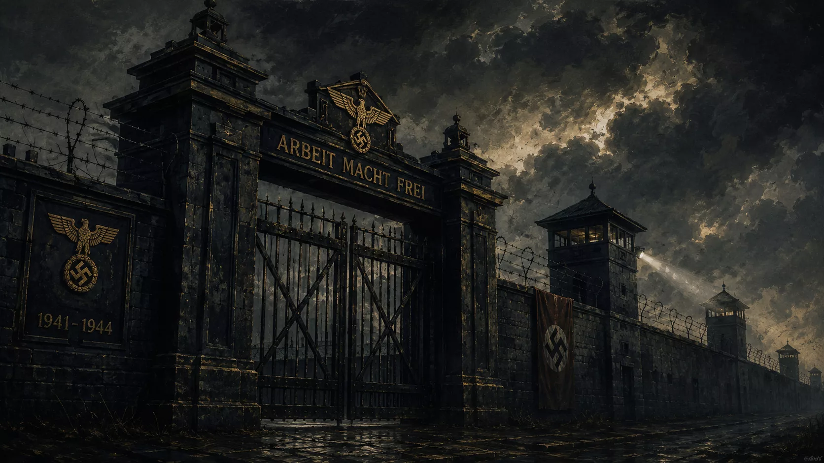 Ворота нацистського концтабору 1941-1944, важка архітектура