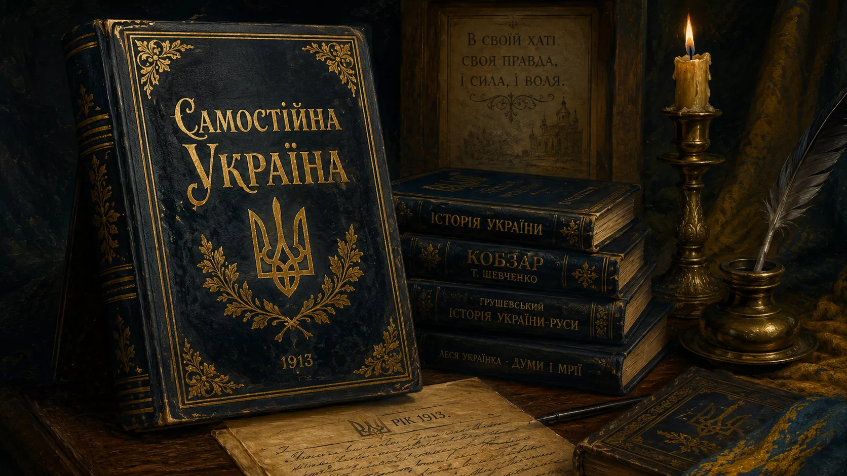 Старовинні українські книжки 1913 року з золотим тисненням