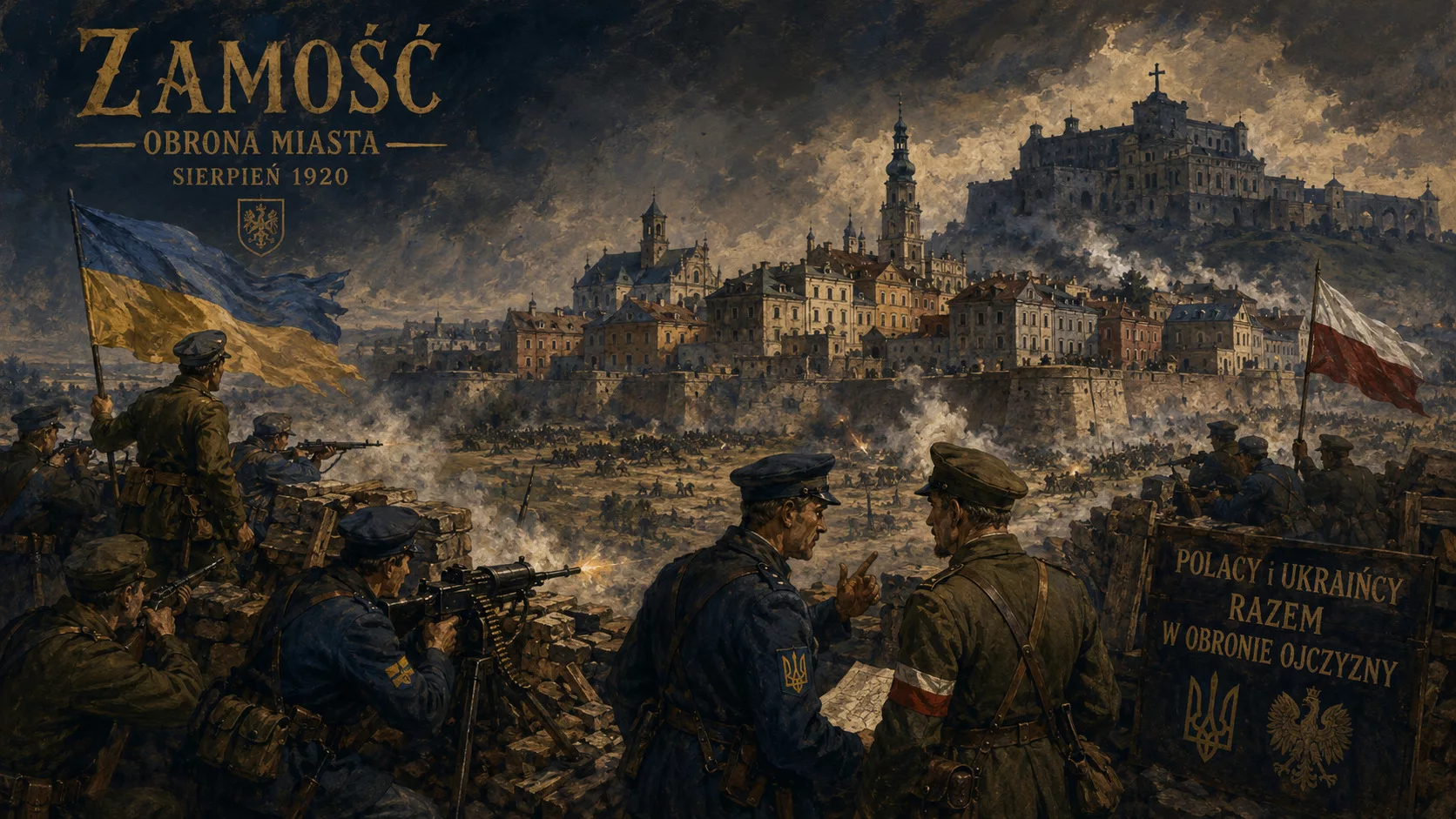 Оборона міста Замостя серпень 1920 під українсько-польськими прапорами
