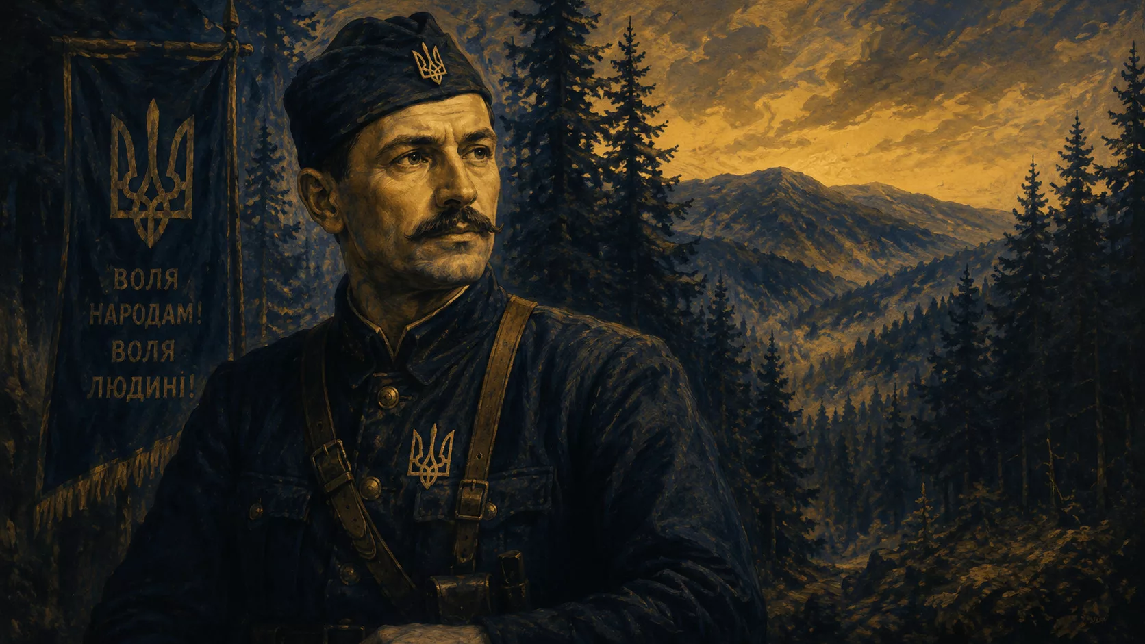 Портрет другого командира УПА 1950-х у мазепинці у карпатському лісі