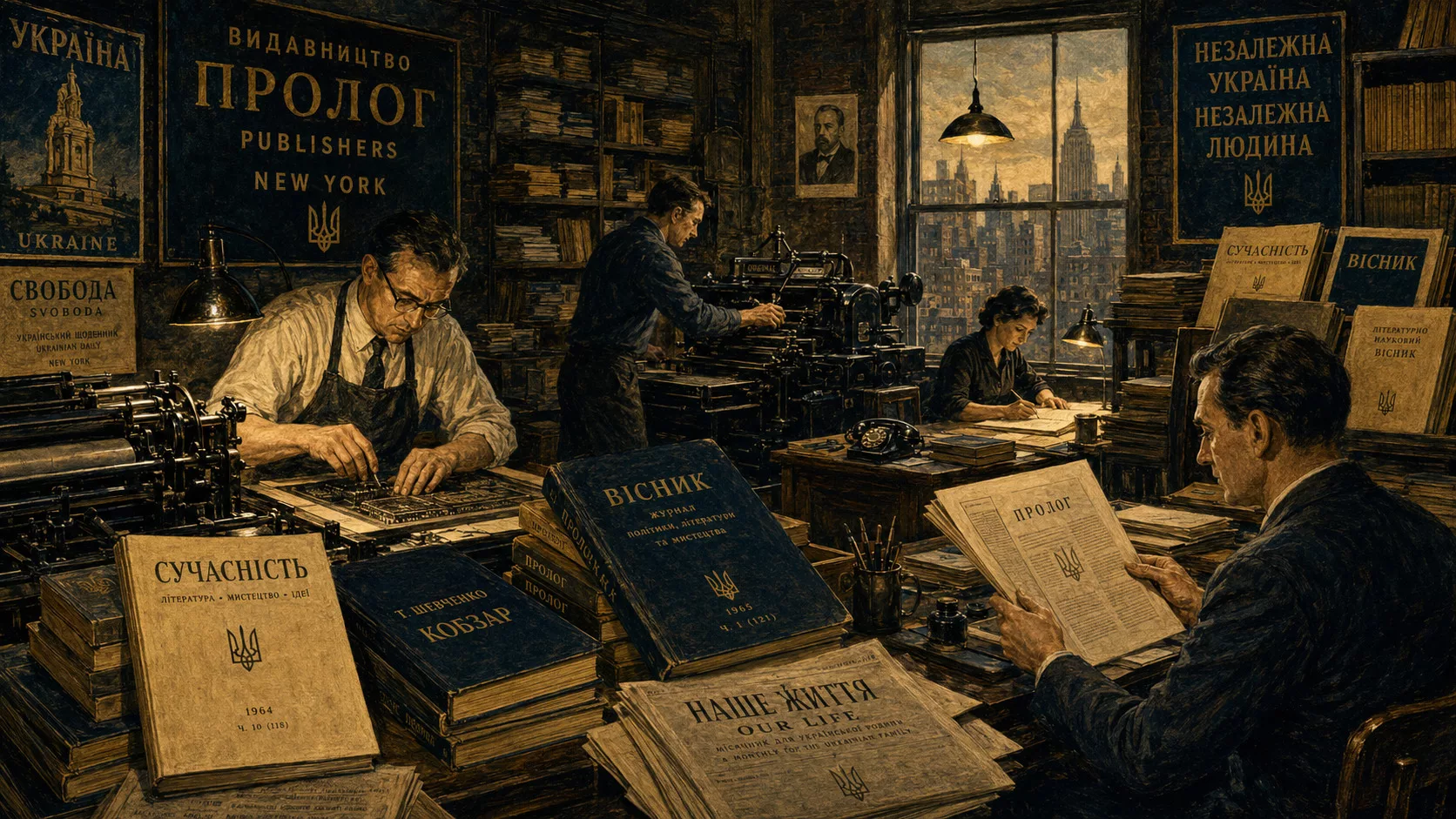 Видавництво «Пролог» у Нью-Йорку 1960-х: друкарські машини, книги