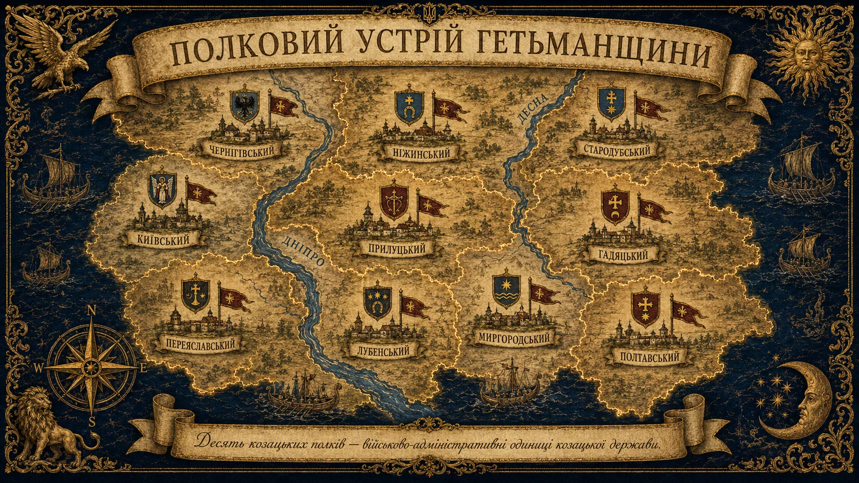 Мапа полкового устрою Гетьманщини