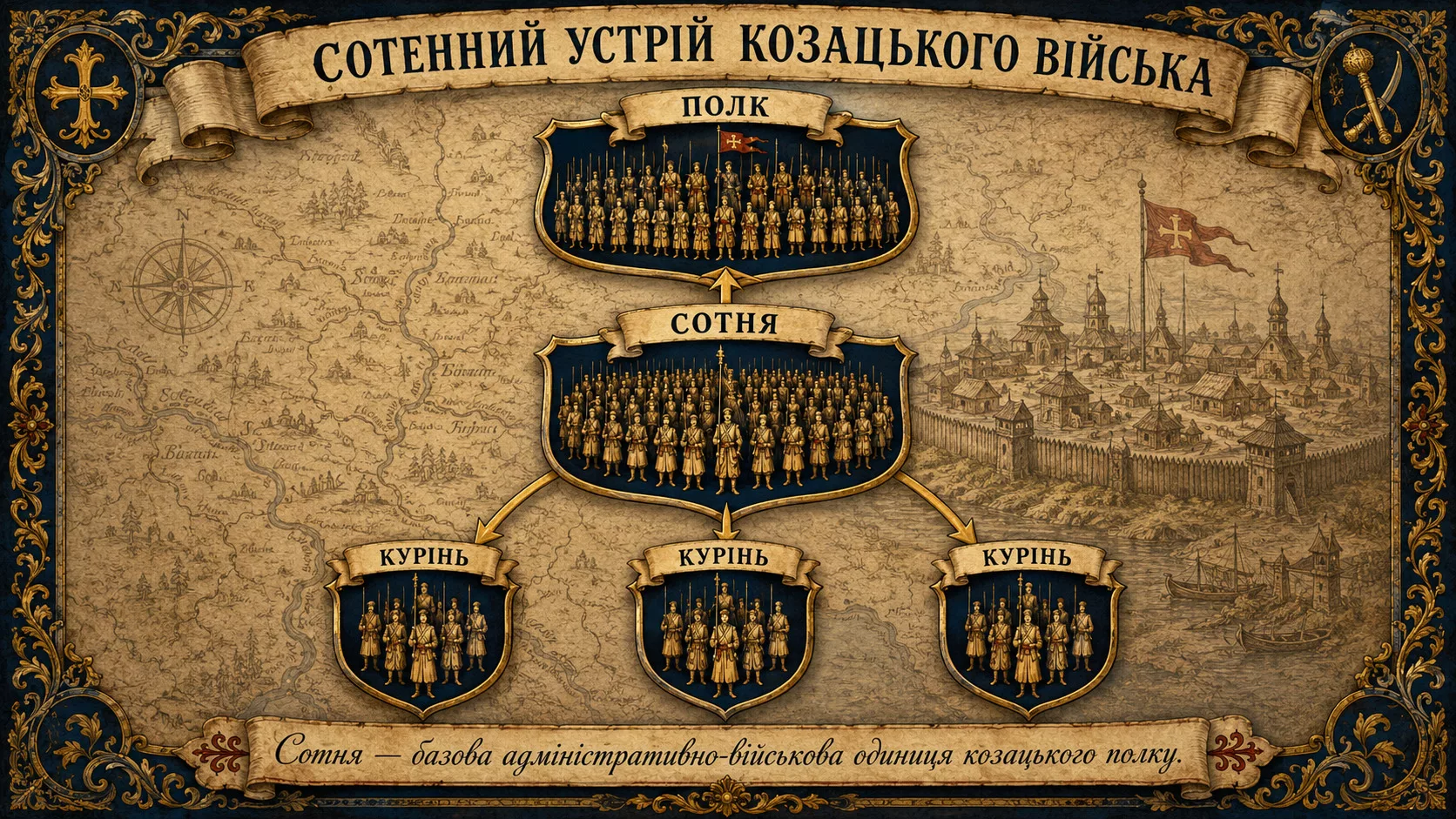 Схема сотенного устрою козацького війська