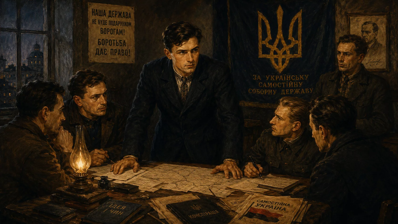 Молодий лідер ОУН(б) 1940-1941 на нараді з соратниками