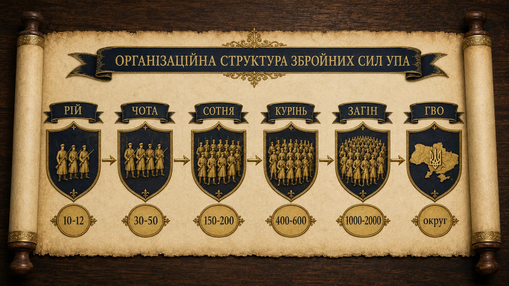Організаційна структура підрозділів УПА