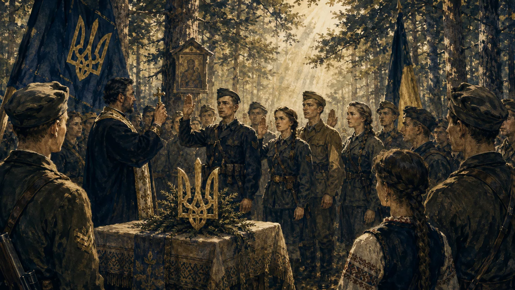 Урочиста присяга вояків УПА у лісі 14 жовтня 1942