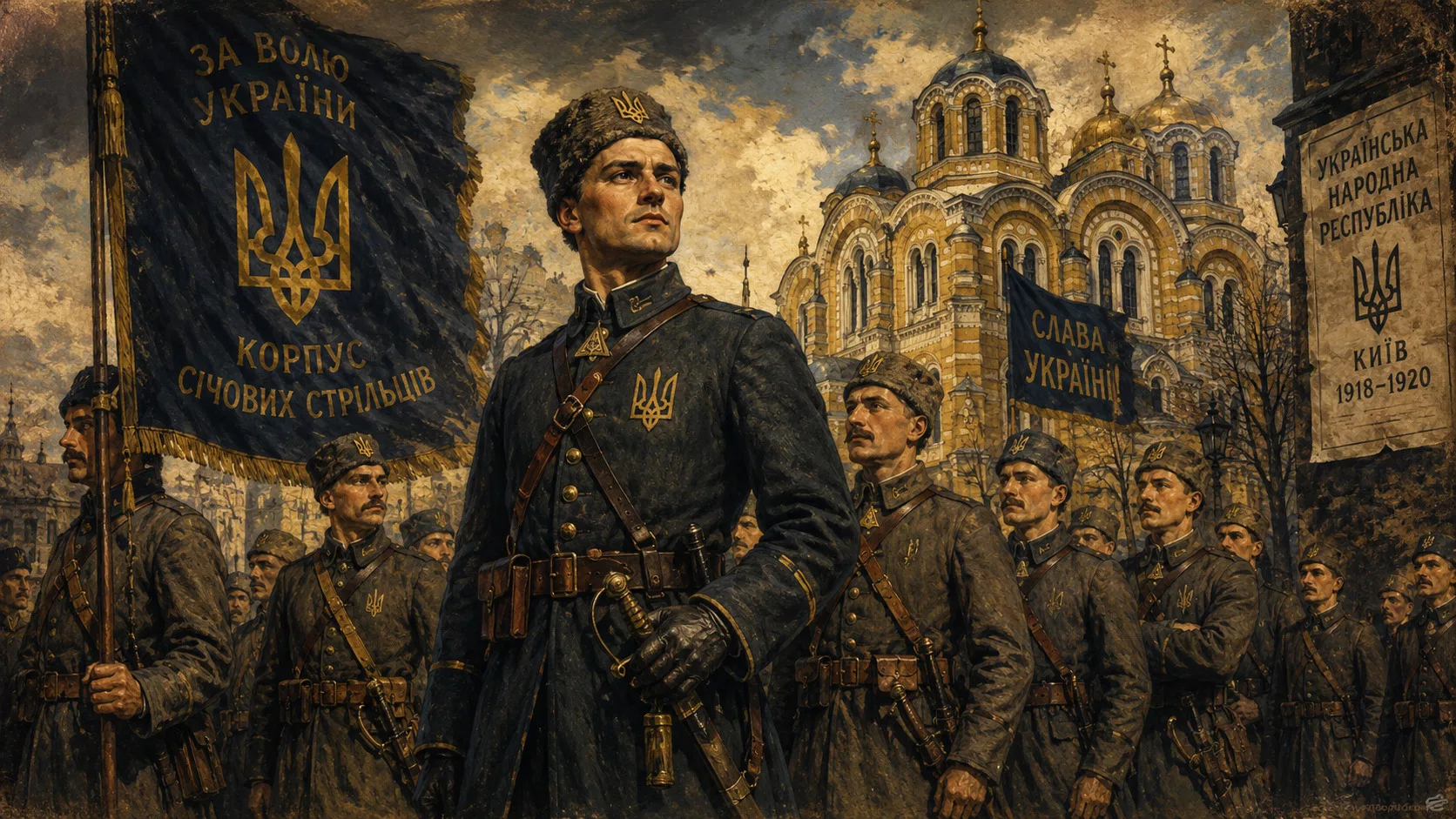Січові Стрільці у Києві 1918-1920 в мазепинках з тризубом