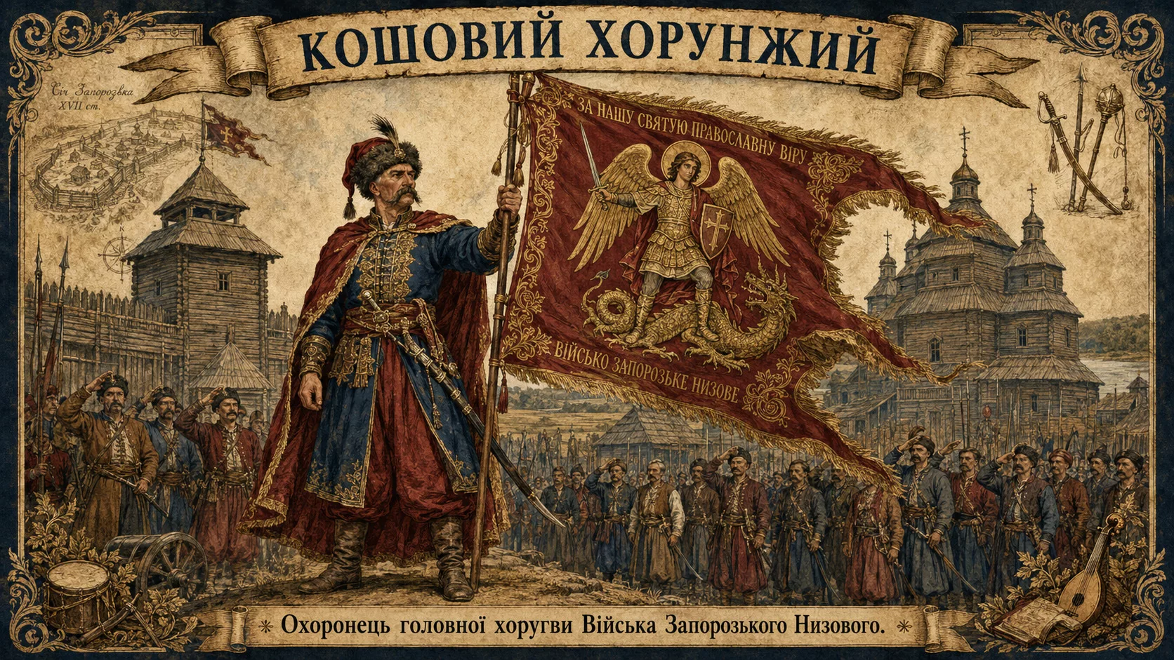 Кошовий хорунжий Запорозької Січі з головною хоругвою