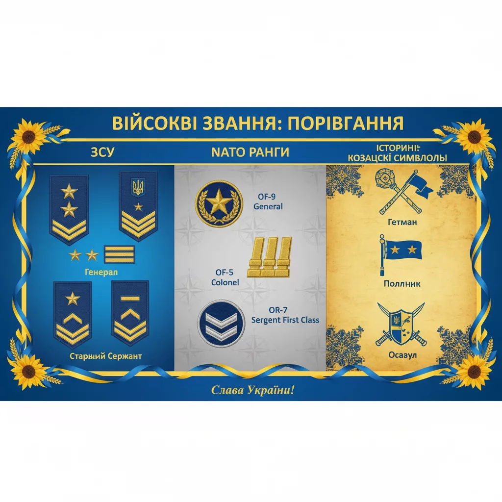 Порівняльна таблиця звань ЗСУ, НАТО і козацька традиція
